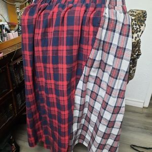 Split Plaid Skirt